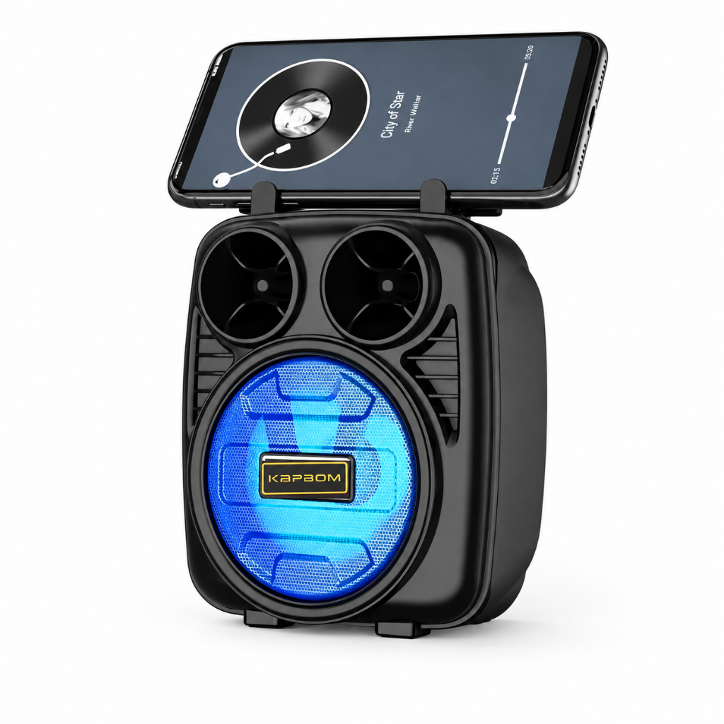 Caixa de Som Bluetooth Kapbom KA8001 10W RMS Portátil LED RGB TWS Bluetooth 5.0 Rádio FM USB TF AUX P2 Recarregável