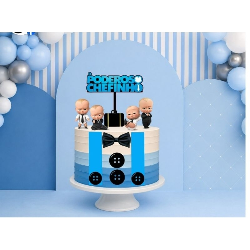 Topo de bolo 3D, personalizado nome e idade, mesversario aniversário o poderoso chefinho