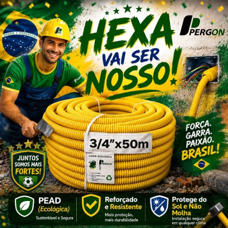 ⚡🔥 CONDUÍTE FLEXÍVEL REFORÇADO AMARELO 3/4 PERGON – NÃO PERCA ESSA OFERTA! 25 ou 50 Metros - Canduiit