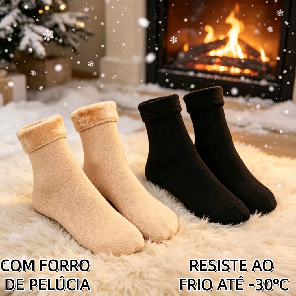 Kit com 6,3,1 pares de meias/meias soquete térmica grossa flanelada fleece inverno frio intenso