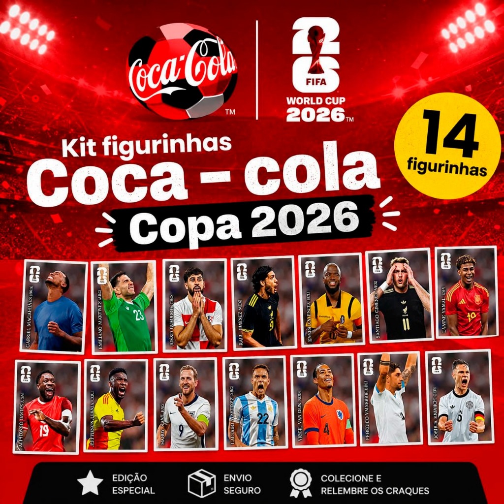 FIGURINHAS COCA - COLA KIT COM 14 FIGURINHA COPA 2026 ÁLBUM DA COPA