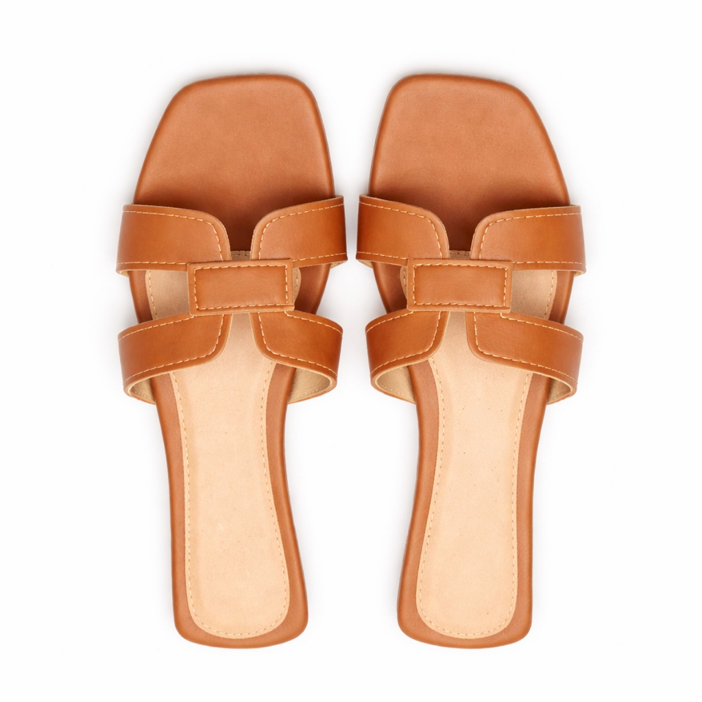 Sandália Rasteira Feminina H Elegante Confortável Leve Sofisticada Moda Tendência Envio Imediato