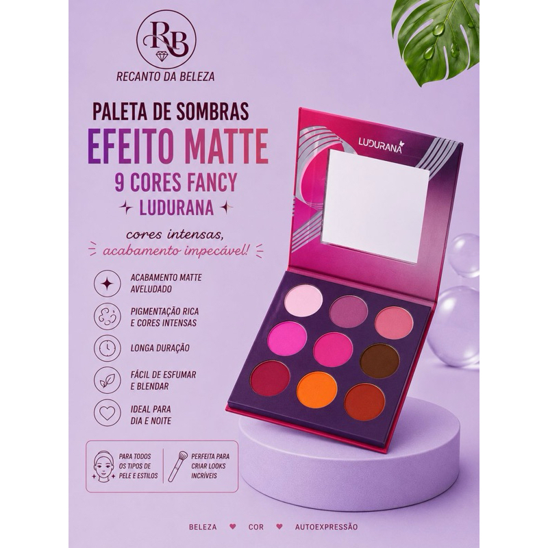PALETA DE SOMBRAS EFEITO MATTE 9 CORES FANCY - LUDURANA