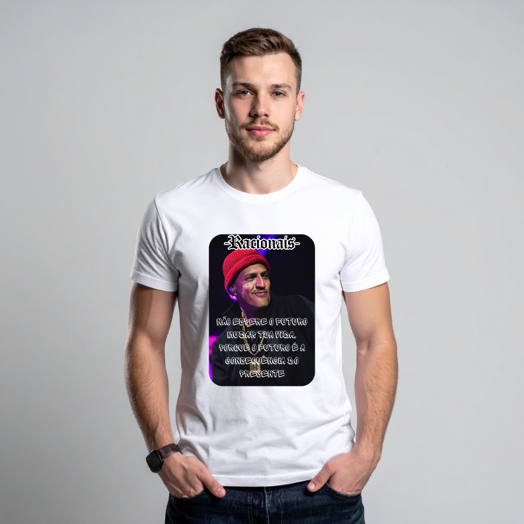 CAMISETA CAMISA BLUSA ESTAMPADA RAP NACIONAL MANO BROWN RACIONAIS MCS  TENDENCIA           MASCULINA