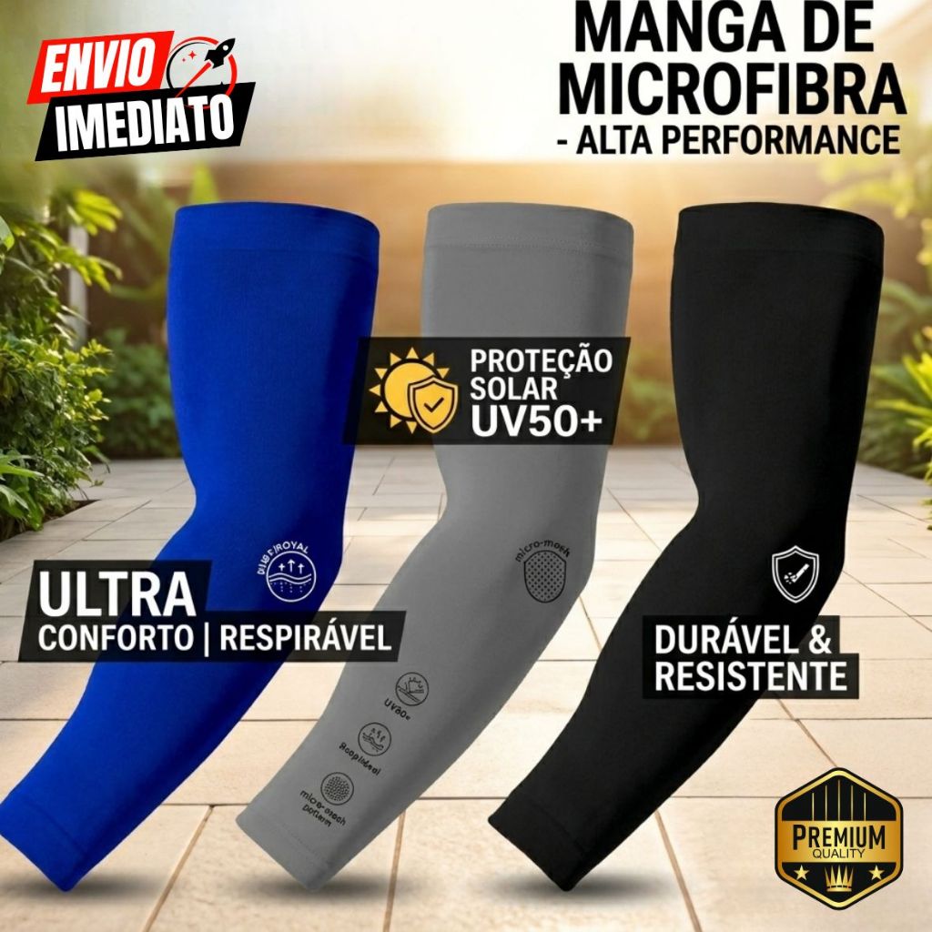 Par Manguito Proteção Solar UV50+ Moto Motoboy Manga Braço Ciclismo Corrida segunda Pele Mangote.