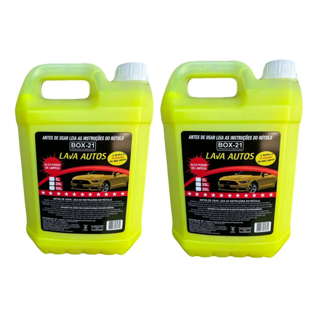 Kit Lava Rápido 2 Shampoo Automotivo Com Cera De Carnaúba Brilho 5 Litros