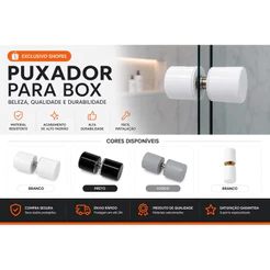 Puxador Aluminio Para Box Porta de Banheiro Vidro Blindex