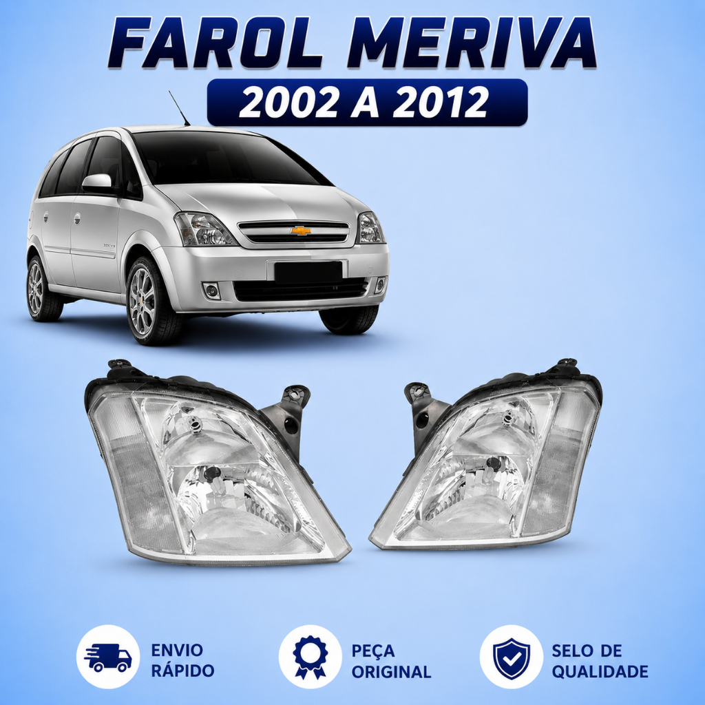 Farol Meriva 2002 A 2012 Manual Cromado Foco Duplo