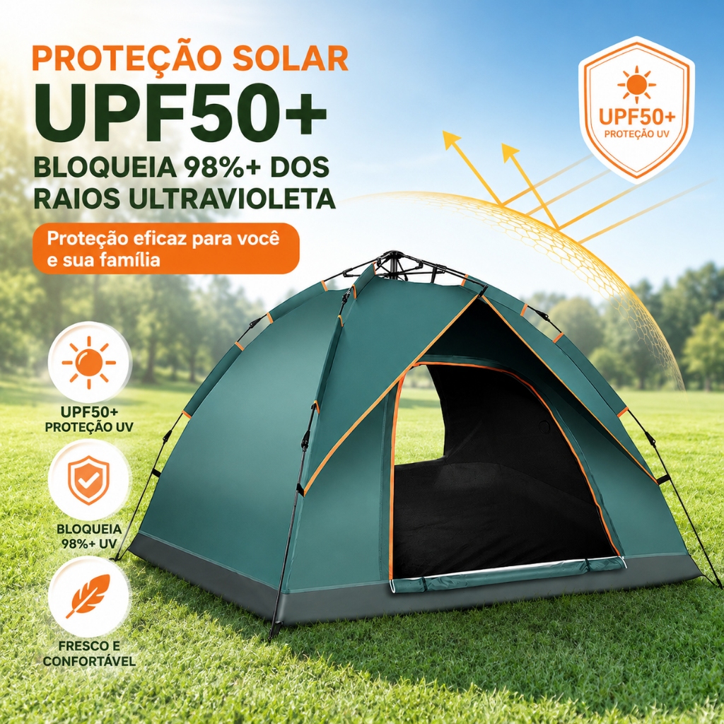 barraca de acampamento Automática 4 Pessoas - Tenda Portátil Para Acampamento Fácil Instalação