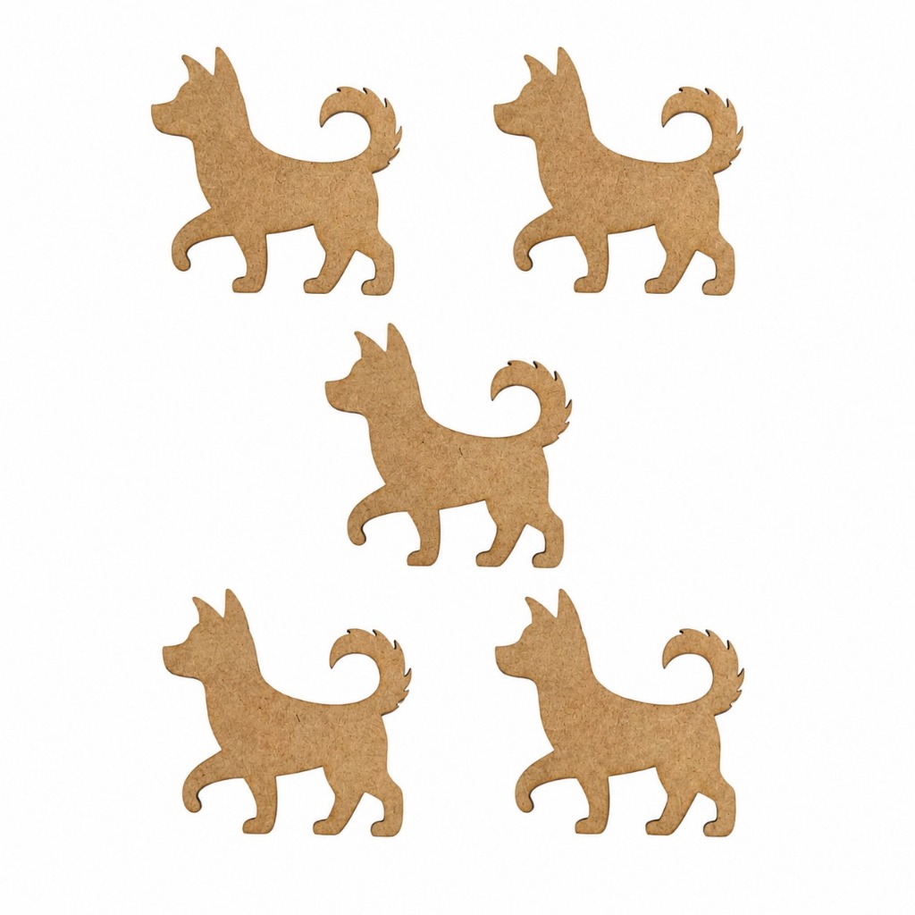 Kit Apliques Cachorro MDF Cru Recorte Laser Pet Artesanato Festa Scrapbook Lembrancinha Decoração