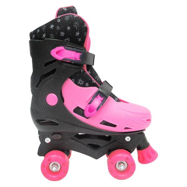 Patins Roller Glitter Rosa Com Preto Feminino - DM Radical