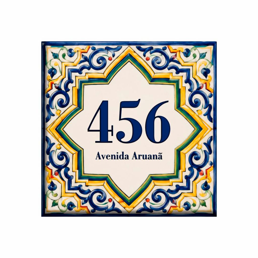 Azulejo Número de Casa Personalizado e Nome da Rua e Número Placa para Muro Número Residencial 22