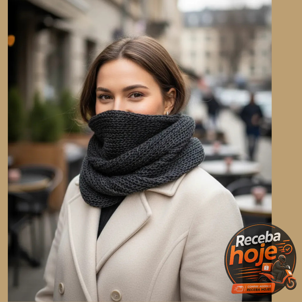 Cachecol Trico Gola Inverno Feminino Quentinho Infinito duas Voltas Acessório de Moda Outono Lã