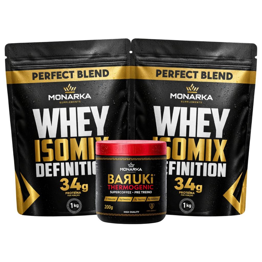 KIT Whey Isolado Concentrado 2kg + Pré-Treino Termogenico Supercoffee Treino Academia Esporte