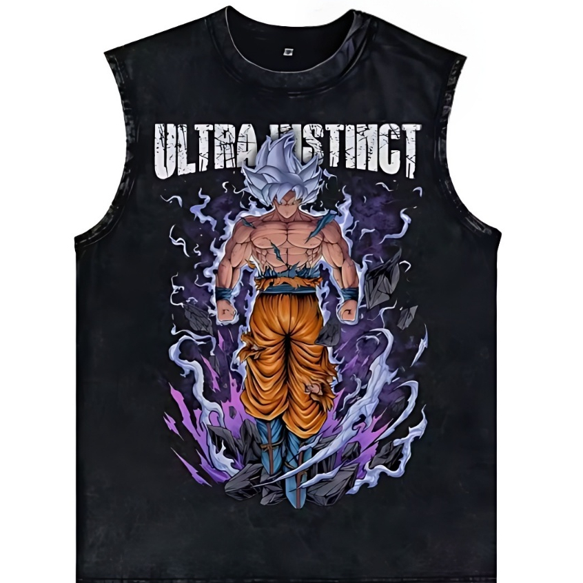 Camiseta Regata Machão Goku Ultra Instinct Completo Forma Suprema Algodão Masculino Camisa Cavada Academia Adulto