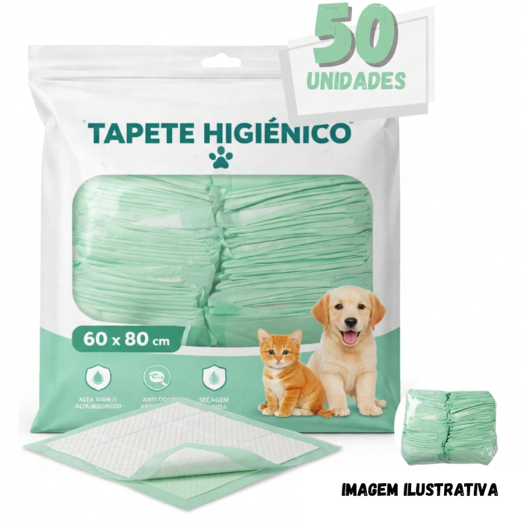 Tapete Higiênico Cachorro 50 Unidades Standard 1ª Linha (80x60) fralda manta absorvente pet cachorro cão