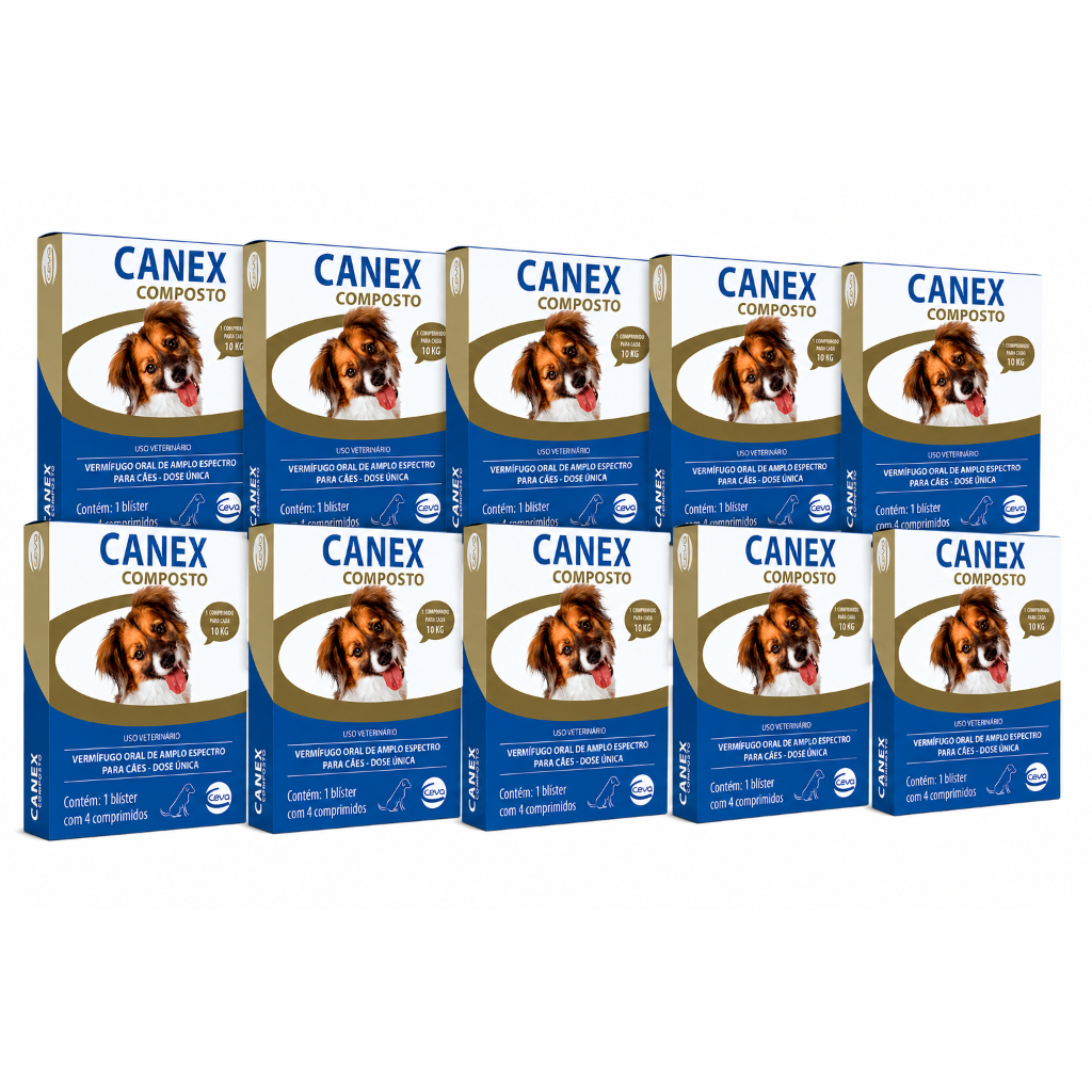 Kit 10 Canex Composto Ceva Vermifugo para Cães - 4 Comprimidos