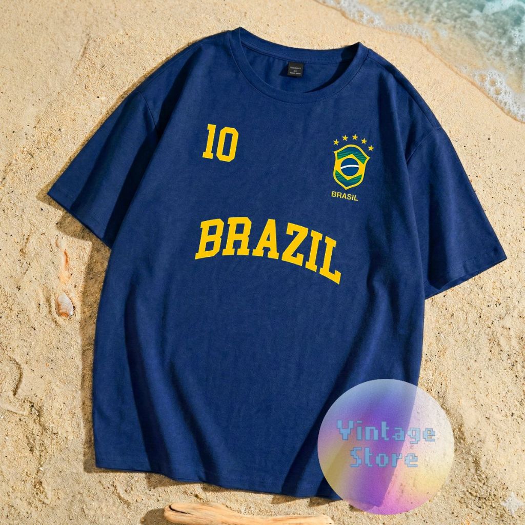 Camiseta Brasil Copa do Mundo Unissex Seleção Brasileira Camisa 10 100% Algodão Torcedor Blusa Futebol Brazil