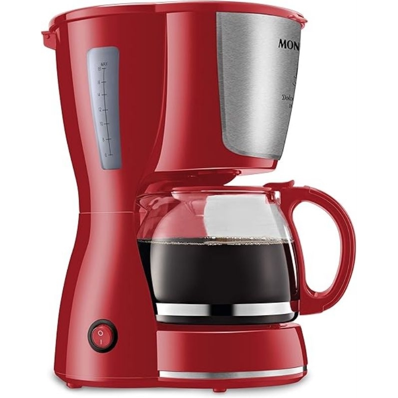 Cafeteira Elétrica Mondial Dolce Arome Vermelha - Indicador de Nível e Sistema Corta-Pingos, 18 Xícaras