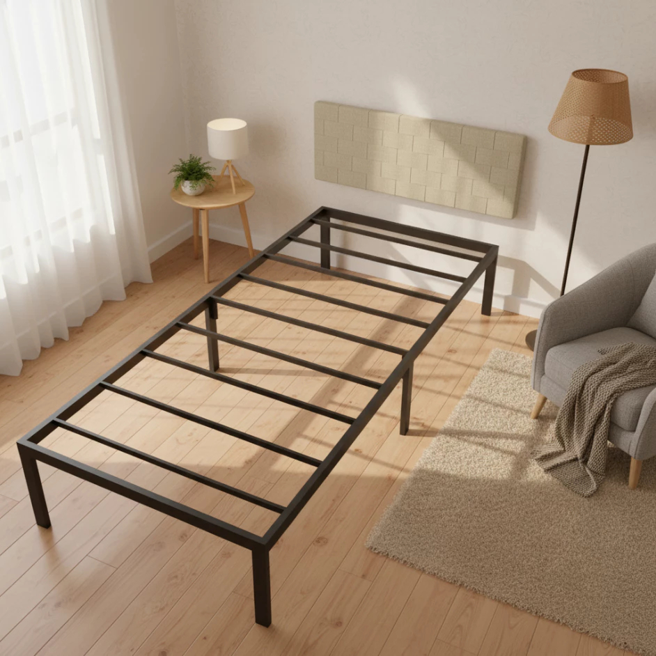 Estrado De Metal Cama de Solteiro e Casal Dobrável Fácil de Montagem, Ripas de Aço Antiderrapante