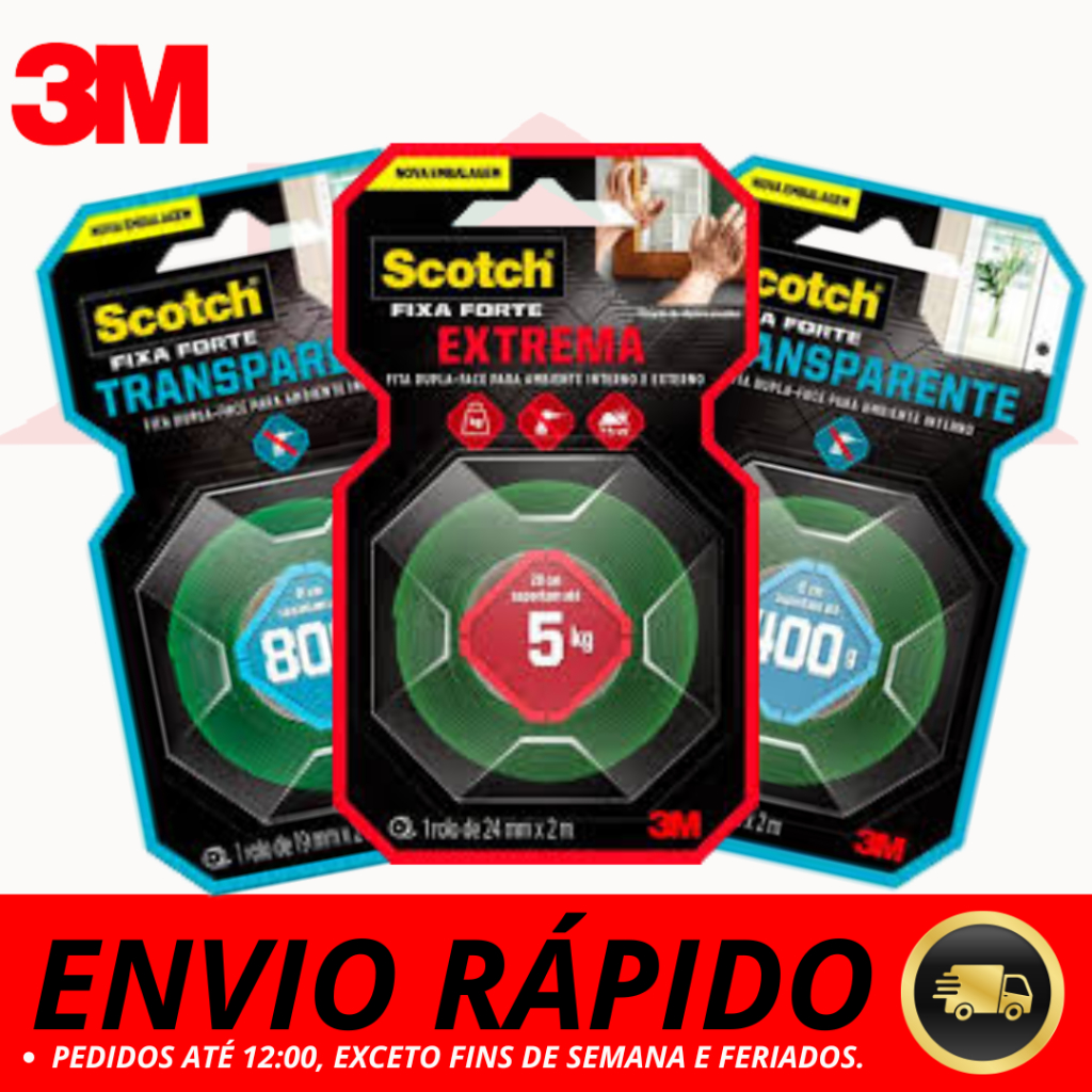 Fita Dupla Face 3M Original Extrema Fixa Forte  24X2 19X2 12X2 Fixa Quadro Espelhos