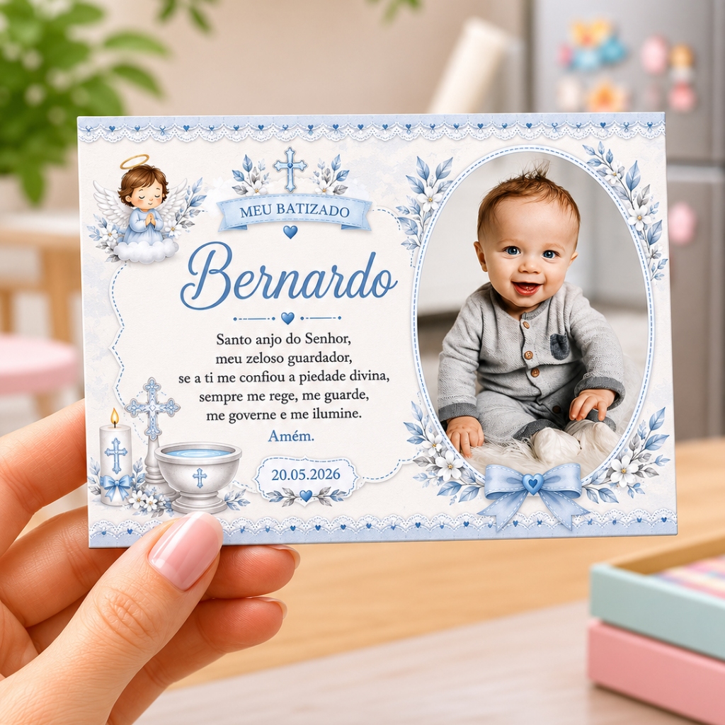 Foto Imã de Geladeira 10x7 - Batizado Batismo Primeira Eucaristia - Lembrancinha Personalizada