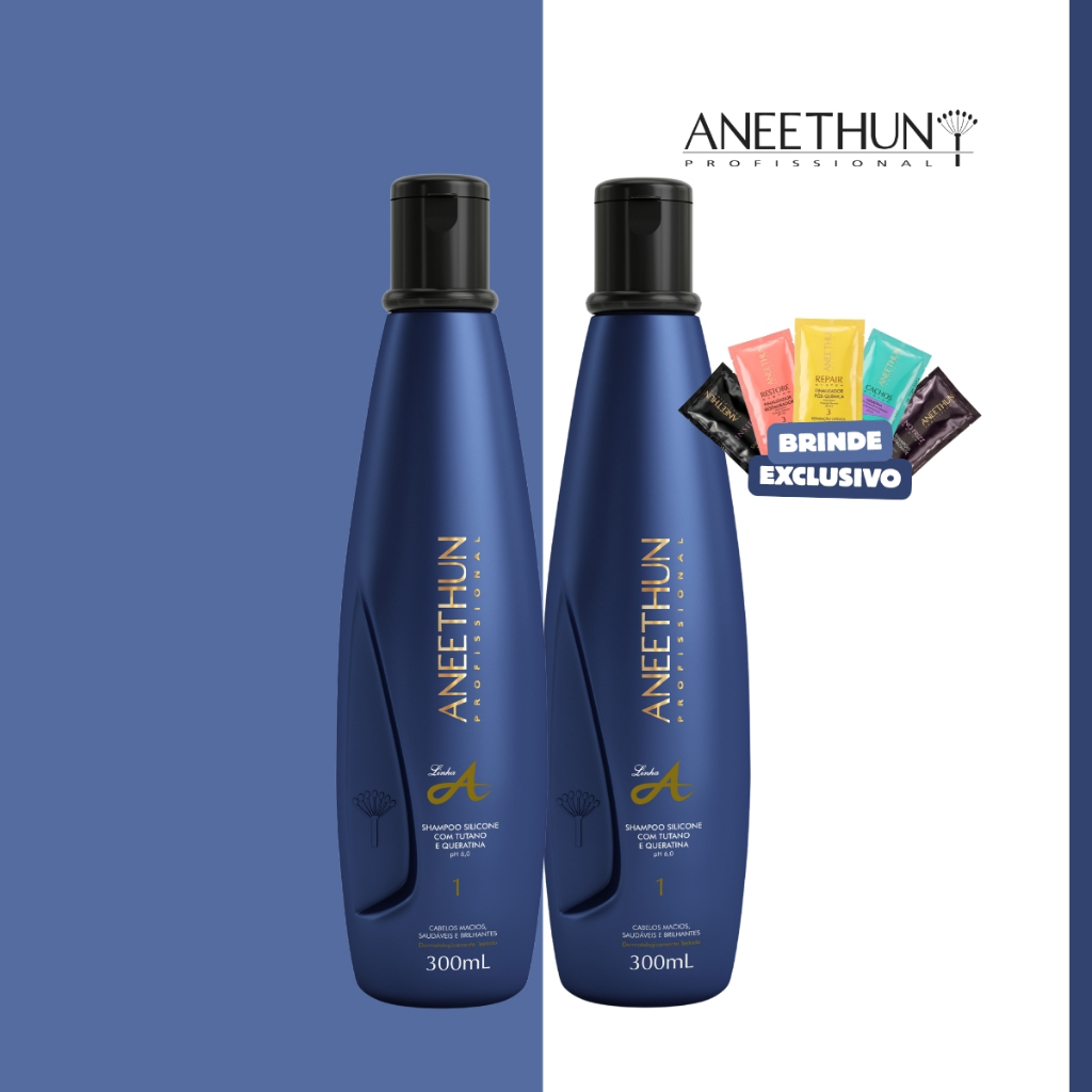 Kit 2 Shampoo Linha A Aneethun 300ml Cada Original com Tutano e Queratina