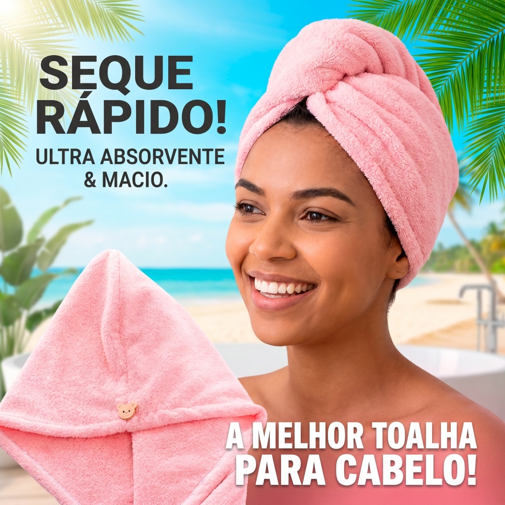 2 Unidade Toalha Grossa Mágica Para Cabelo Secar Rápido Touca Banho Microfibras Várias Cores Casa Promoção