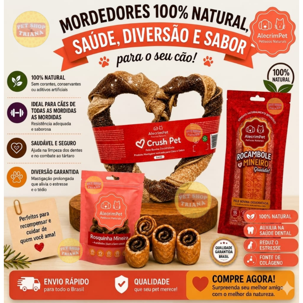 Mordedor Natural para Cachorro Alecrim Pet Mordedor Natural para Cães Osso Pet