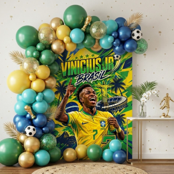Capa Vini Jr Painel Retangular Copa Do Mundo Decoração Brasil Veste Fácil Festa Do Hexa Torcida Vinicius Junior