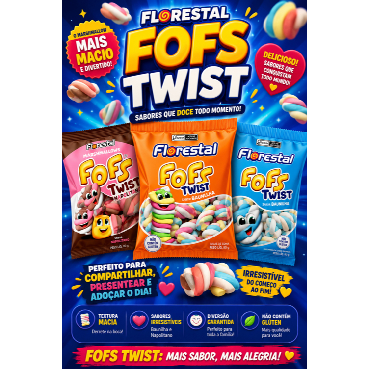 Marshmallow Colorido (42 unidades) Twist Fofs Florestal