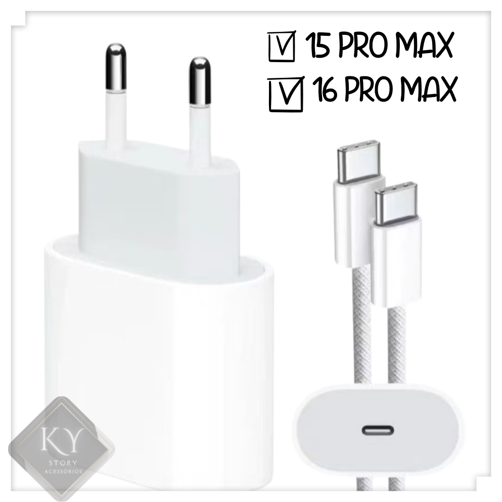 Fonte Carregador 35W Rápido iPhone USB-C Para iPhone 15 16 17 PRO MAX