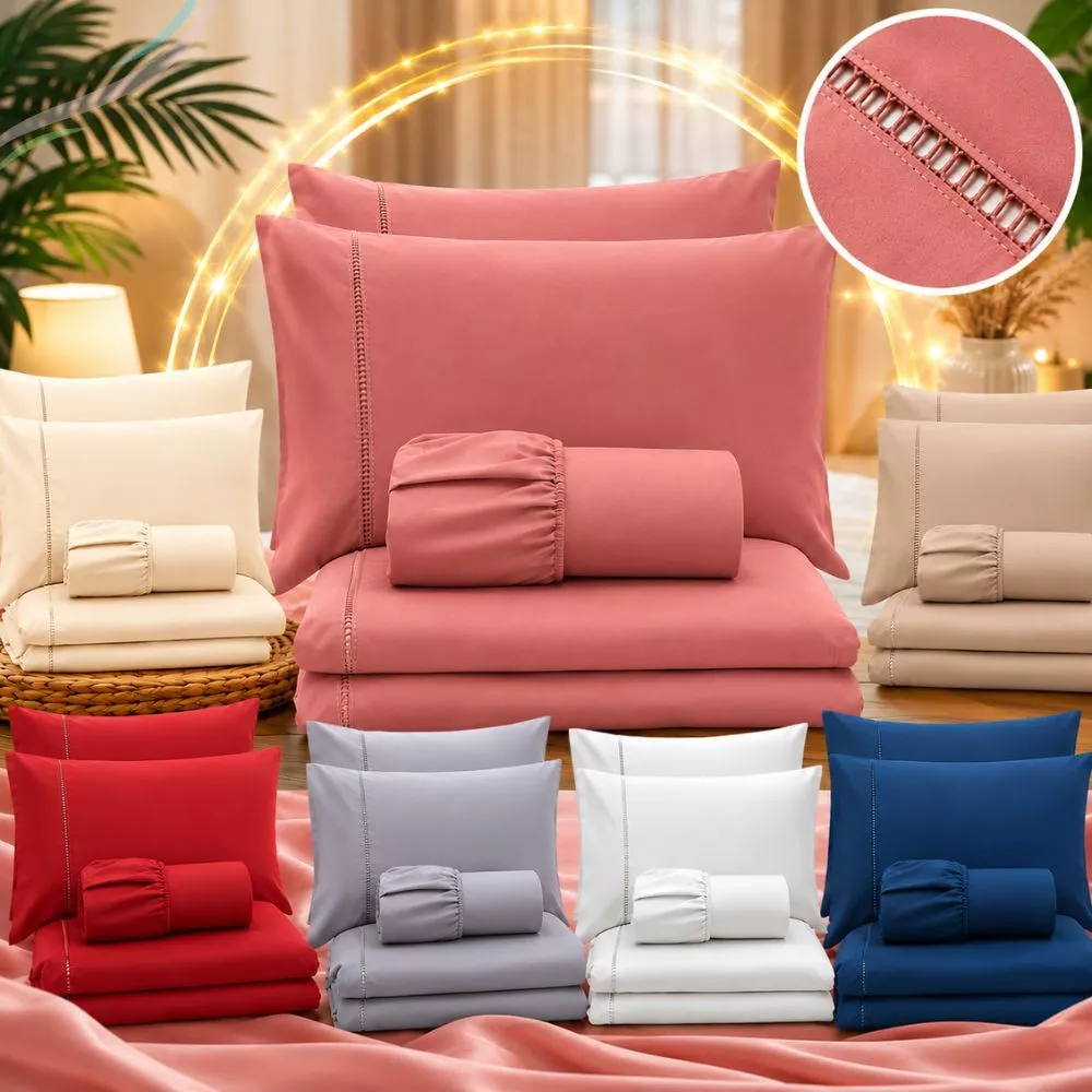 Jogo De Lençol Solteiro Casal Queen Padrão Cama Box Ponto Palito 400 Fios Hotel Aconchegante — imagem 1
