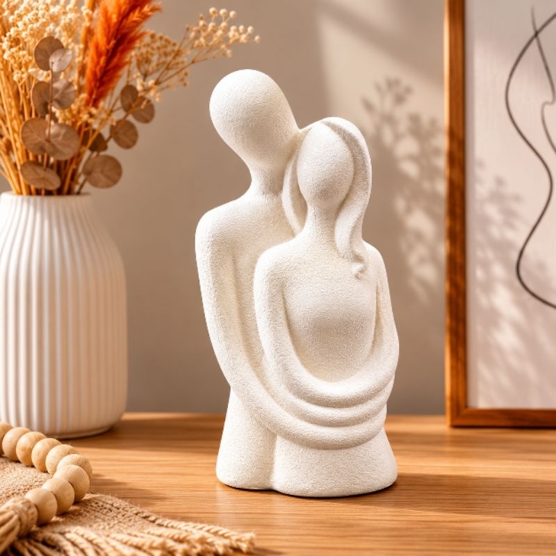 Estátua Decorativa Casal Moderno Escultura Estatueta Decoração em Gesso Mt Promoção em Peças de Luxo