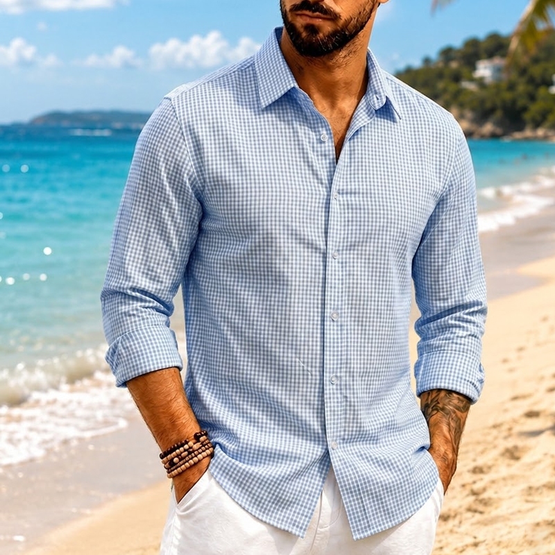 Camisa Masculina Xadrez Casual Confortável