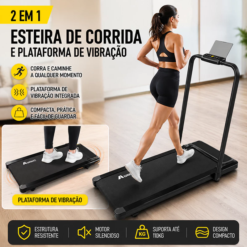Esteira Elétrica 2 em 1 com Vibração Dobrável Silenciosa Compacta Até 150kg — imagem 1