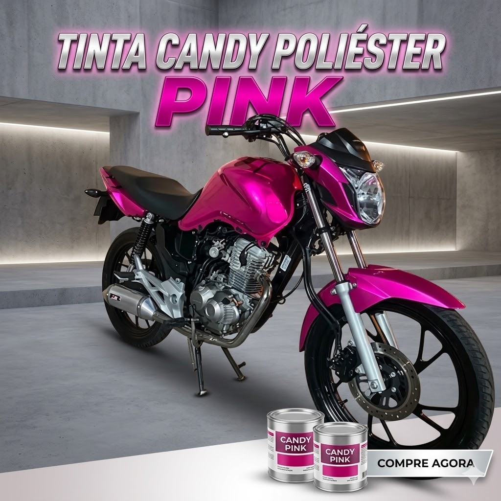 Tinta automotiva base poliéster candy Pink perolizado 225ml/400ml/900ml