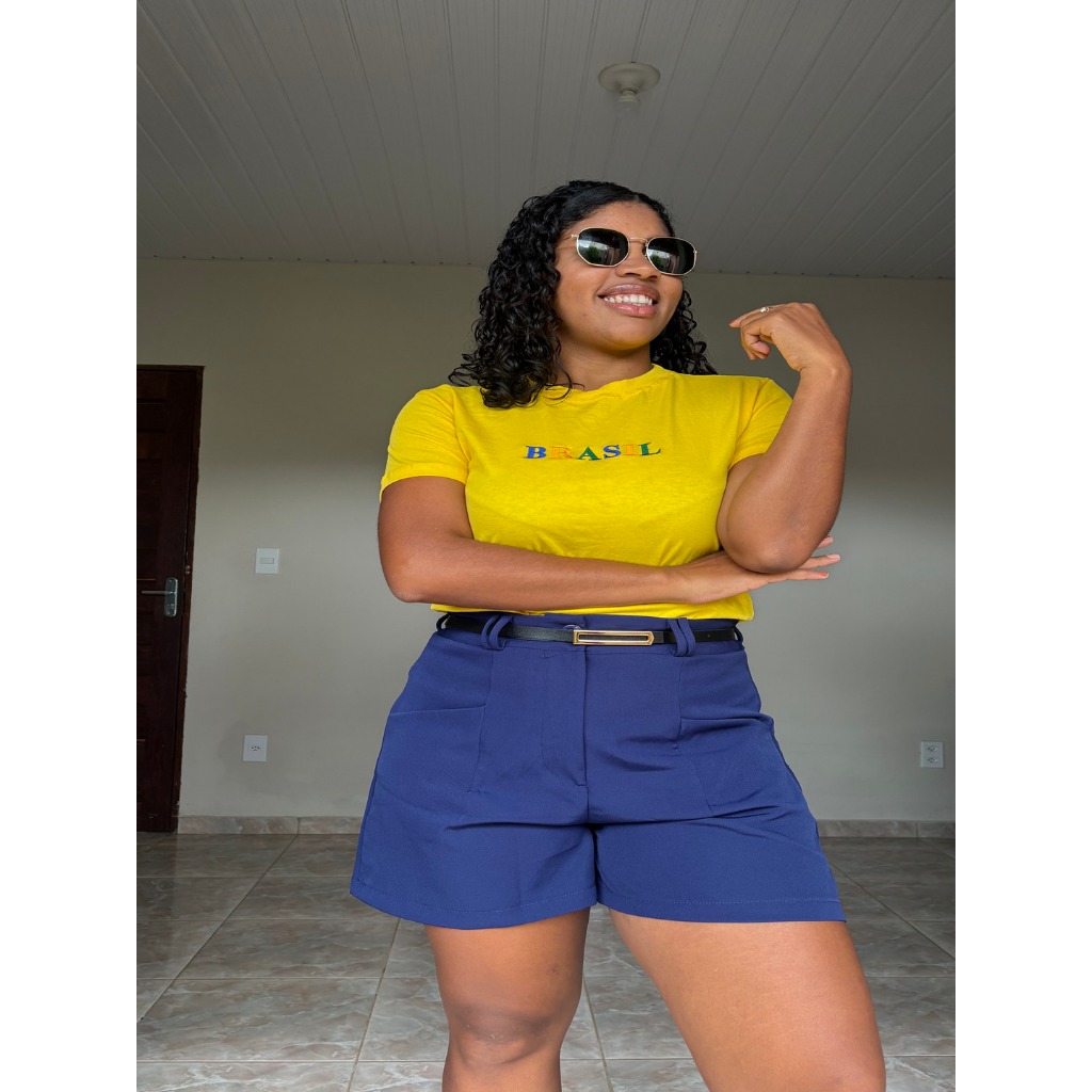 Camiseta Feminina T-Shirt Brasil Seleção Brasileira Copa do Mundo Casual Manga Curta
