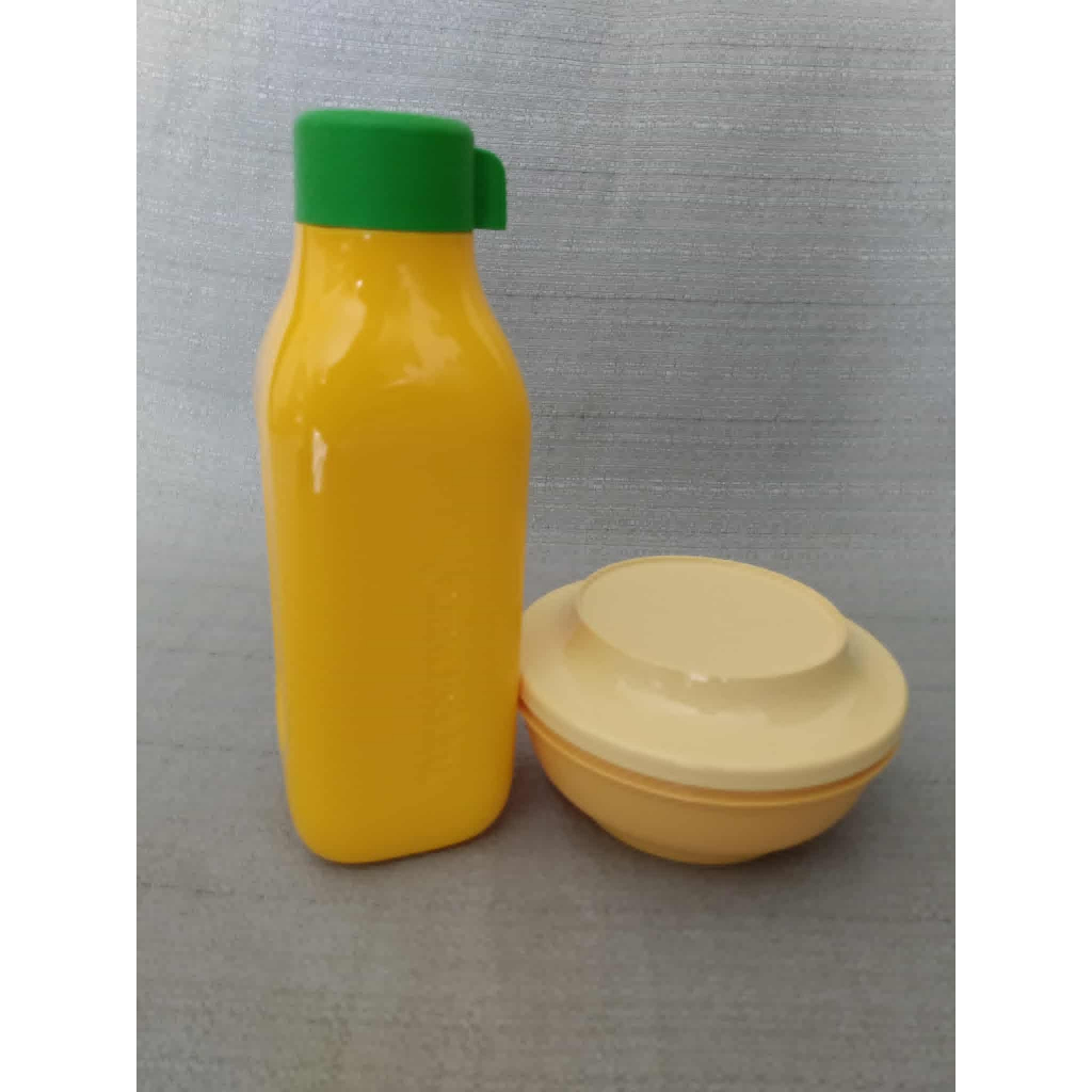 Kit Tupperware Amarelo Garrafa Quadrada 1 L + Tigela Actualite 650 ml