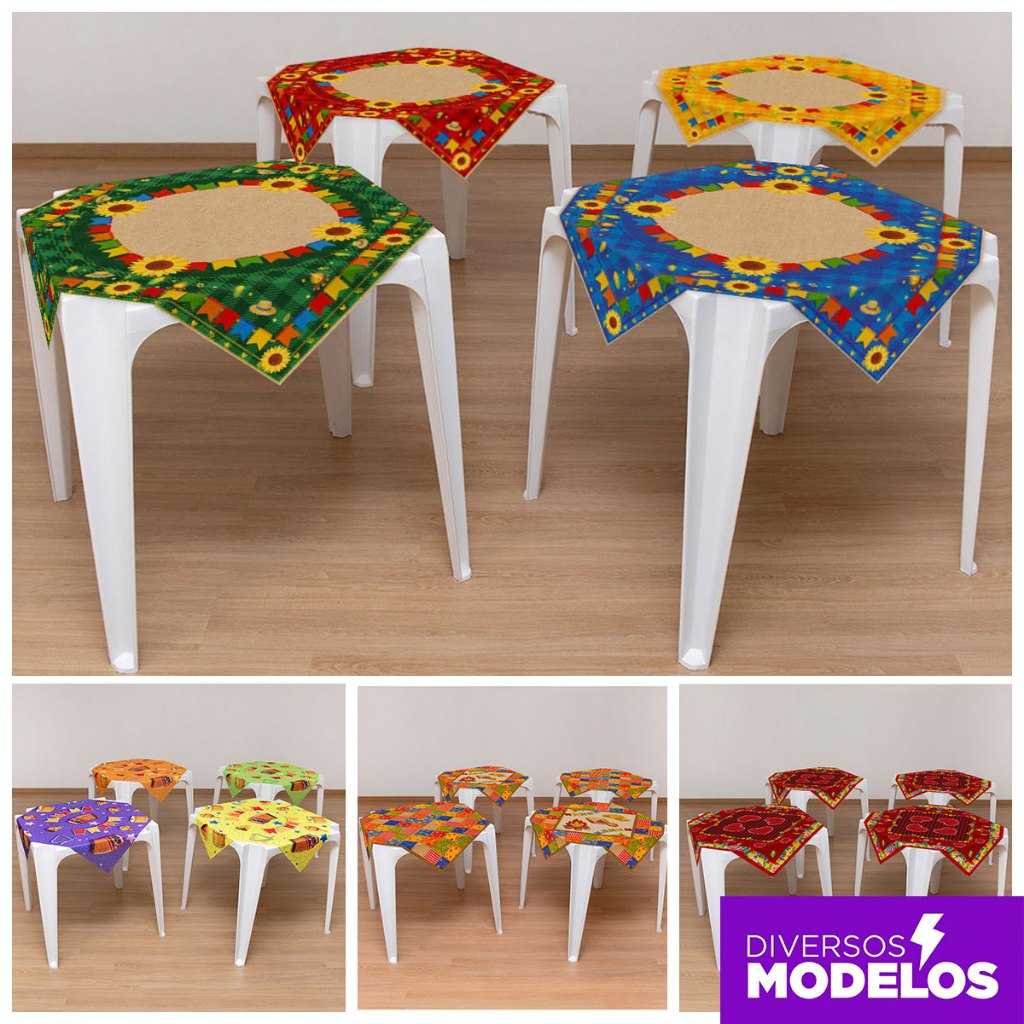 Toalhas de Mesa Festa Junina em Tecido 75x75cm 4 unidades