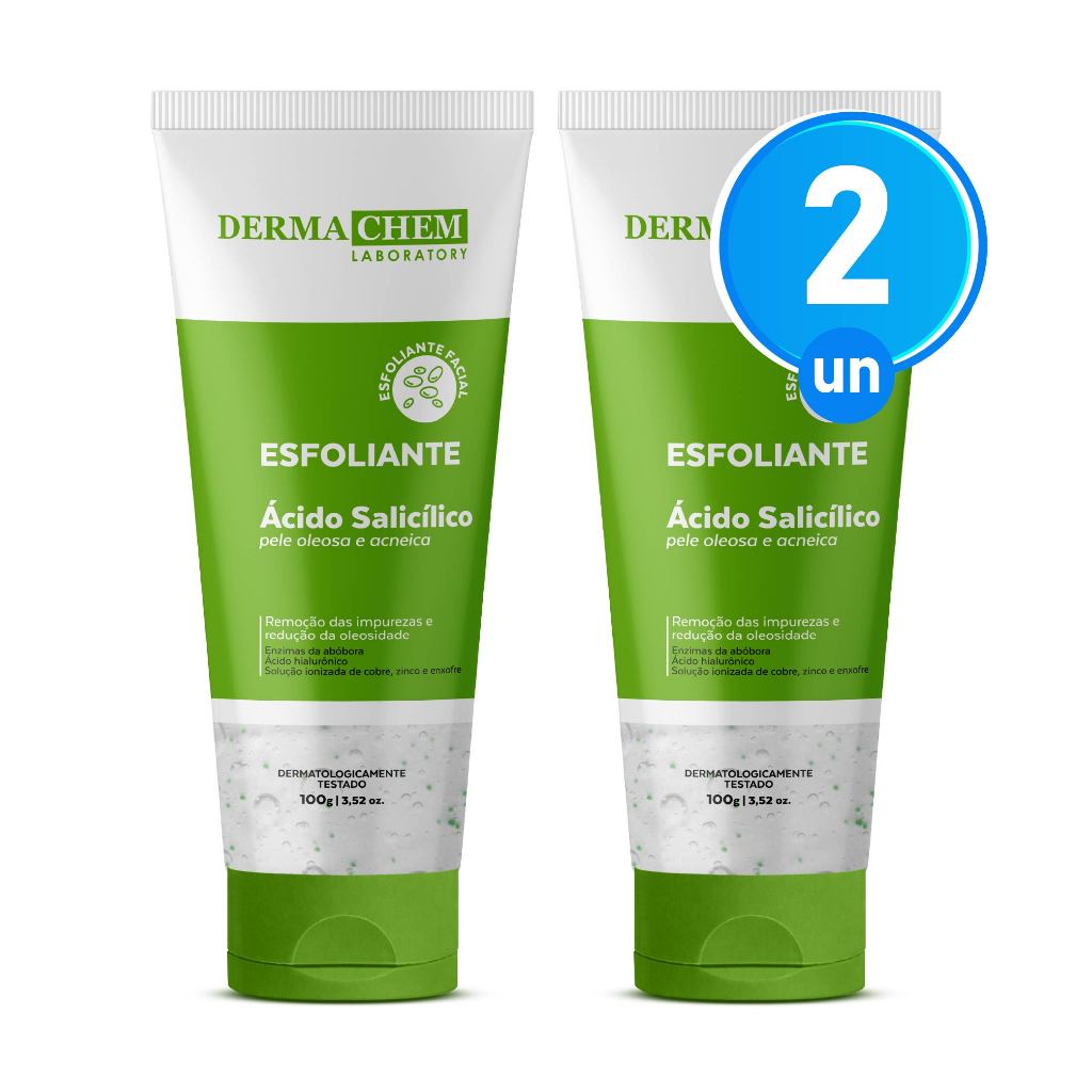 Kit 2 Gel Esfoliante Ácido Salicílico Enzimático 100ml Dermachem