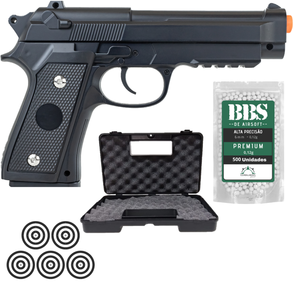 Pistola de Airsoft Rossi Vigor PT92 V22 m92 Rossi Spring 6mm + Combos Premium