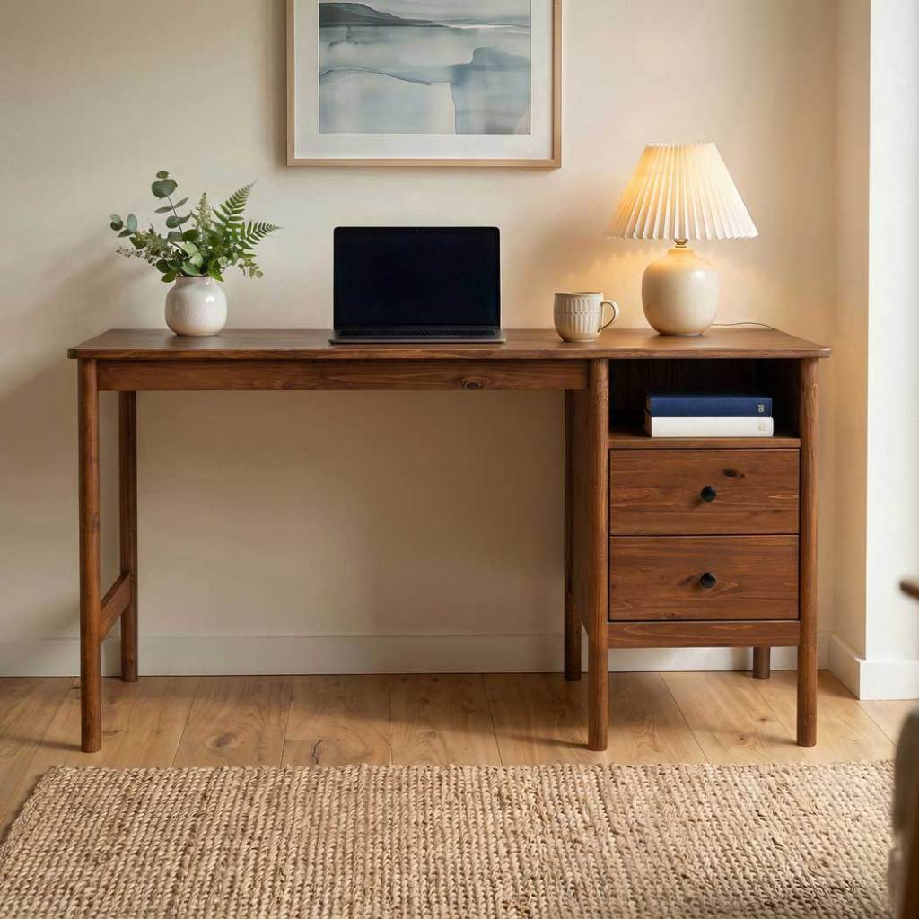 Mesa Home Office 150 cm Moderna Escritório Madeira Castanho Bossa
