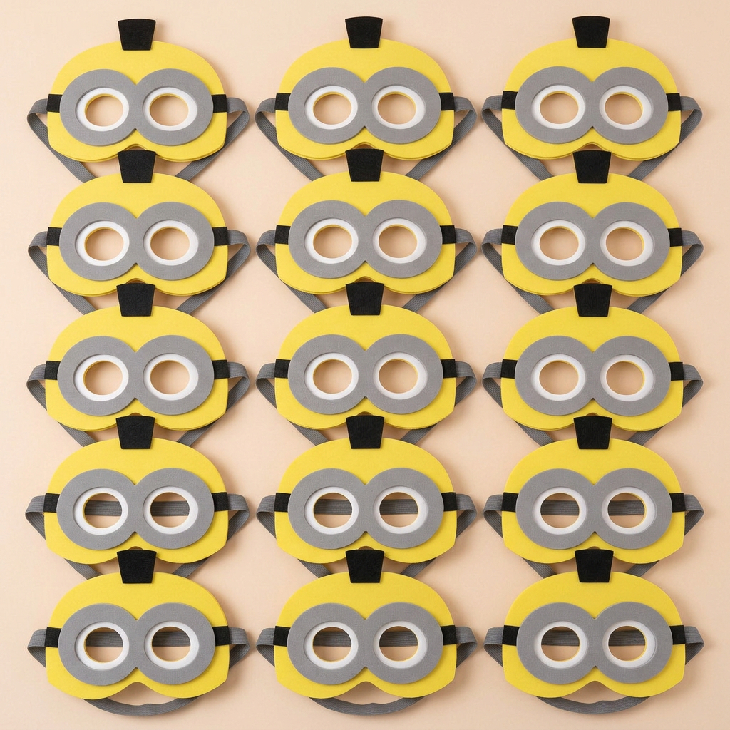 Kit 15 Máscaras Minions Infantil em EVA Fantasia Festa Aniversário Halloween Lembrancinha Escolar Decoração de Festa