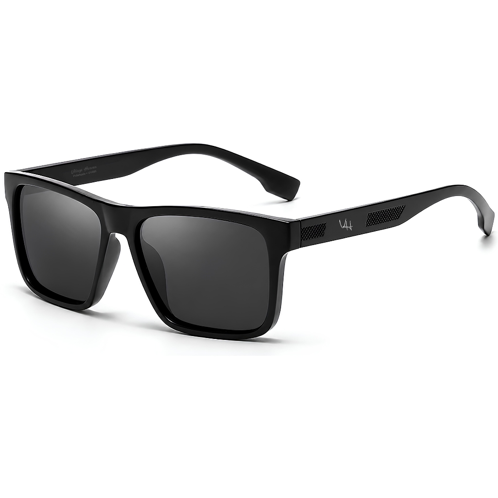 Óculos de Sol Masculino Quadrado Polarizado UV400 Preto Fosco Com Case Flanela Original VH 1036