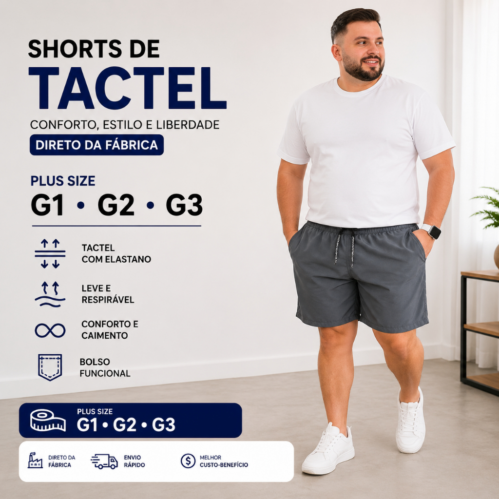 Kit 2 Shorts Masculino com Elastano Plus Size Academia Esporte Treino Bermuda Praia Básico Liso