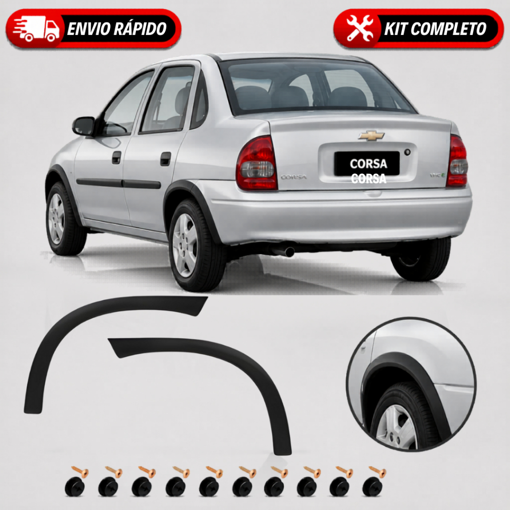 Par Moldura Para-lama Corsa Sedan Classic Liso para Pintura 95 99 00 08 09 2010 Traseira