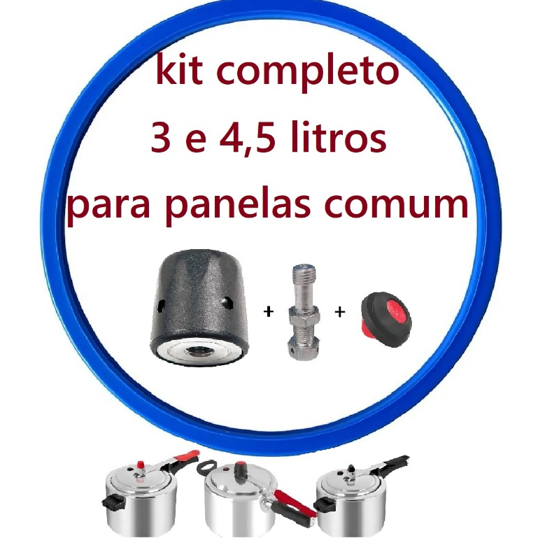 Kit  Borracha + peso + pino + selo de segurança p/ panelas de pressão comum 3 a 4,5 litros