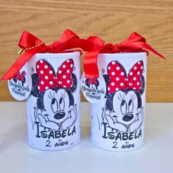 Cofrinho Personalizado Minnie Laço Vermelho- Lembrança infantil/ Realizamos outros temas.