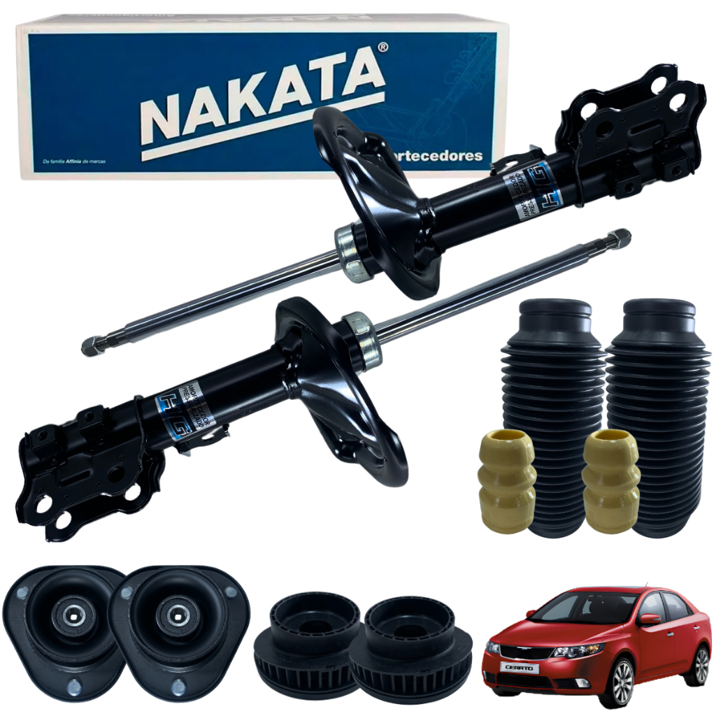 Par Amortecedor Dianteiro Nakata + Kit Cerato 2009 2010 2011 2012 2013